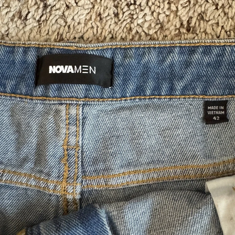 Fashion Nova Jeans Moon Landing Dean Straight Flare Distressed Denim Mens 42 NEW